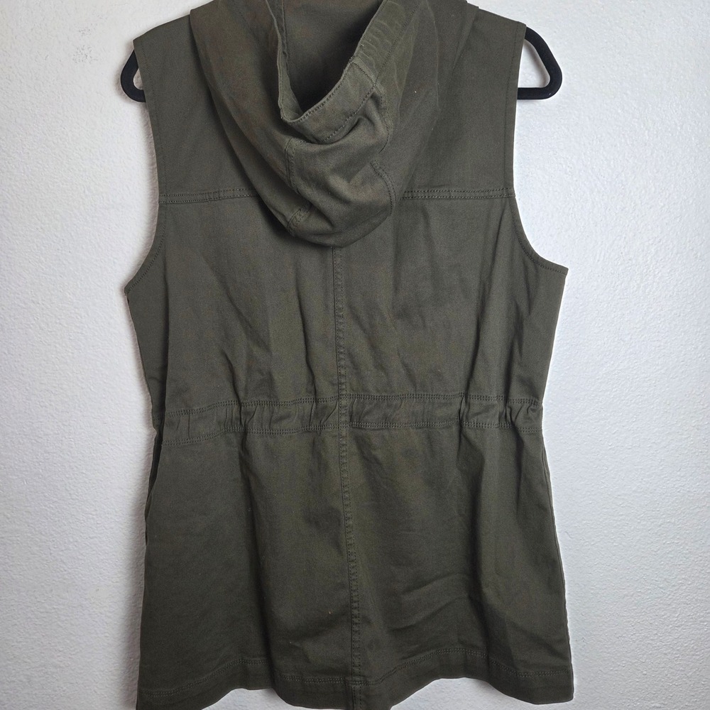 Matty M Utility Vest Hooded Sleeveless Cargo‎ Pockets Drawstring Waist S - Picture 3 of 6